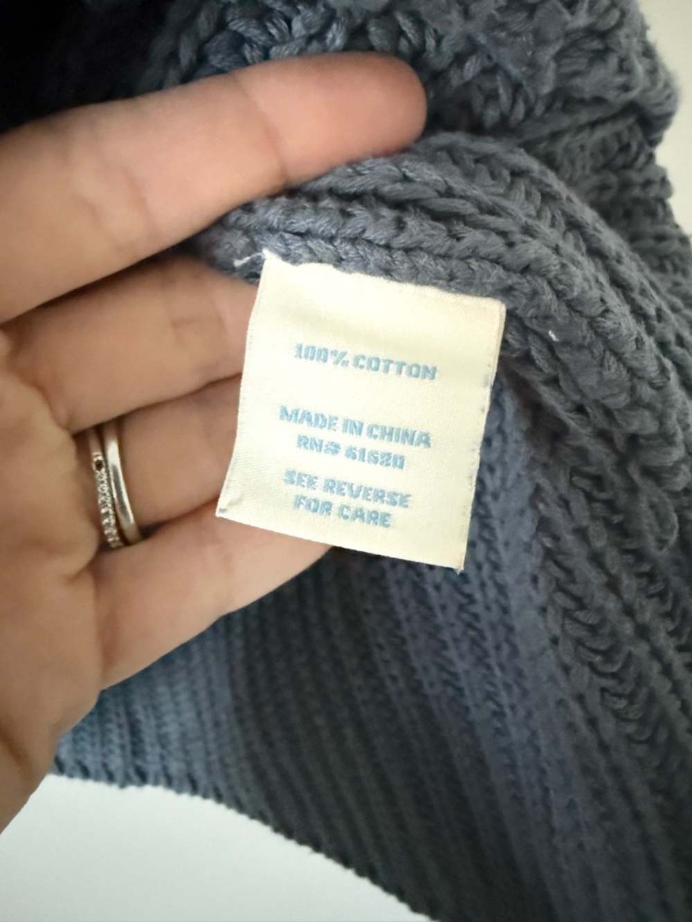 525 America Heritage 1984 Cozy Ribbed Cowl Neck Cotton Sweater - Slate Blue - M - Picture 5 of 5